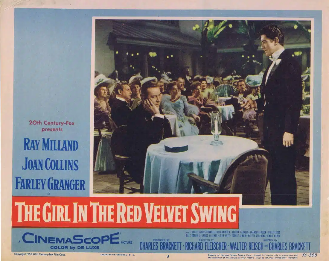 THE GIRL IN THE RED VELVET SWING Original Lobby Card 3 Ray Milland Joan Collins