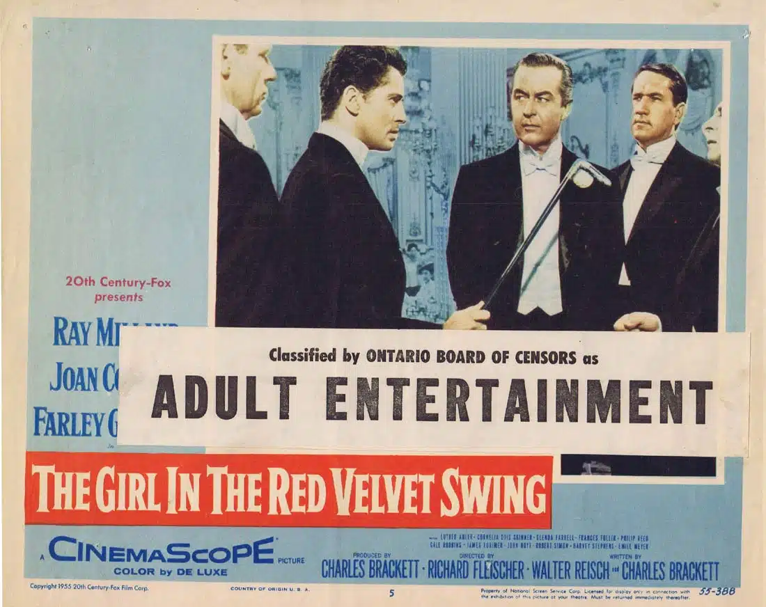 THE GIRL IN THE RED VELVET SWING Original Lobby Card 3 Ray Milland Joan Collins