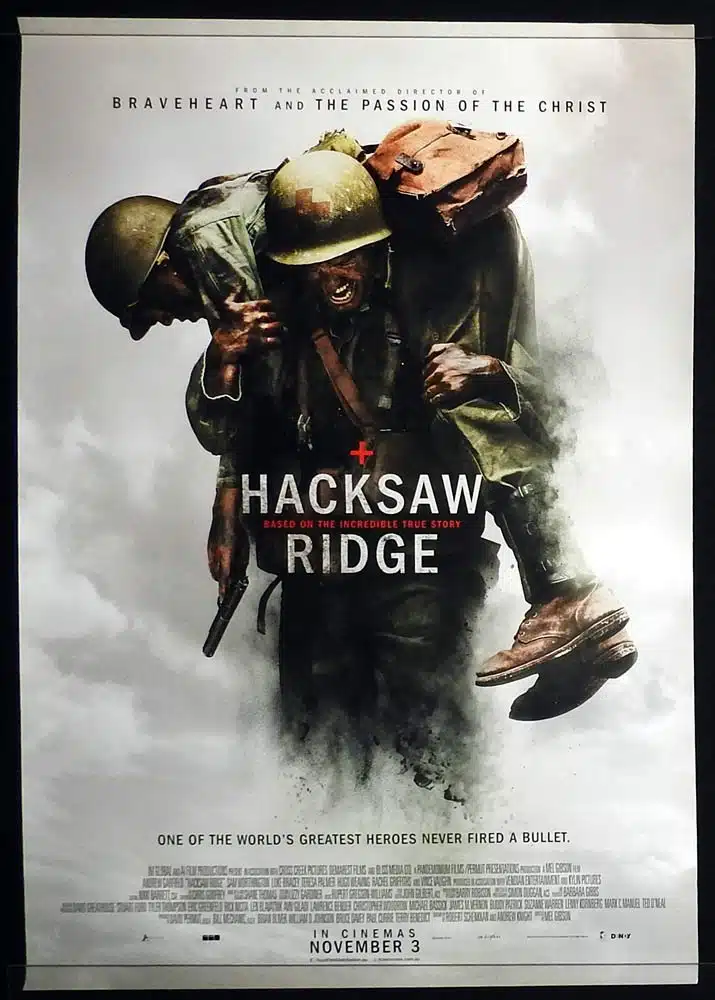 HACKSAW RIDGE Original Rolled DS One sheet Movie Poster Mel Gibson Sam Worthington