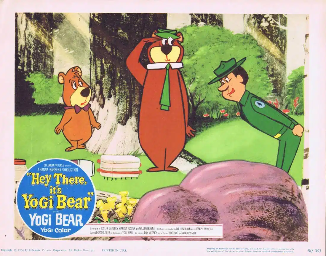 HEY THERE ITS YOGI BEAR Original Lobby Card 2 Daws Butler Hanna Barbera