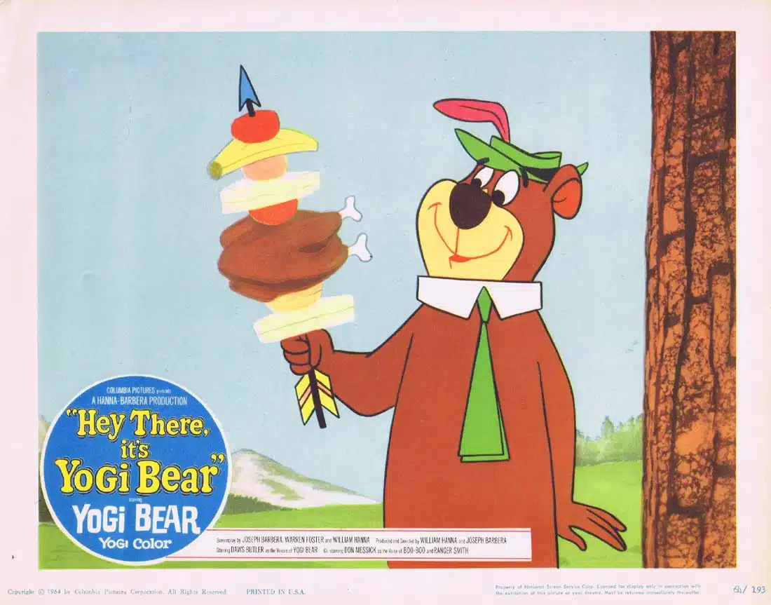 HEY THERE ITS YOGI BEAR Original Lobby Card 3 Daws Butler Hanna Barbera