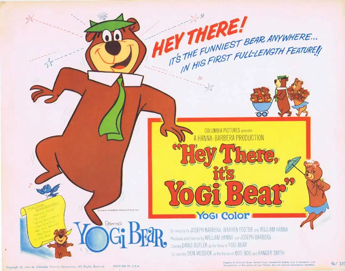 HEY THERE ITS YOGI BEAR Original Title Lobby Card Daws Butler Hanna Barbera