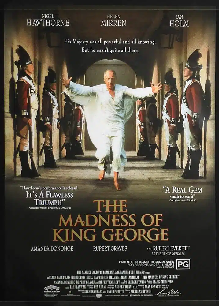 THE MADNESS OF KING GEORGE Original One sheet Movie poster Nigel Hawthorne Helen Mirren