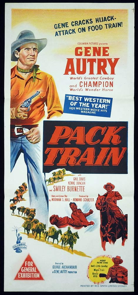 PACK TRAIN Original Daybill Movie poster Gene Autry Gail Davis ...