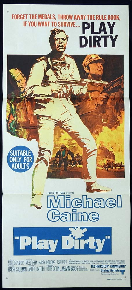 PLAY DIRTY Original Daybill Movie poster Michael Caine Nigel Davenport Nigel Green