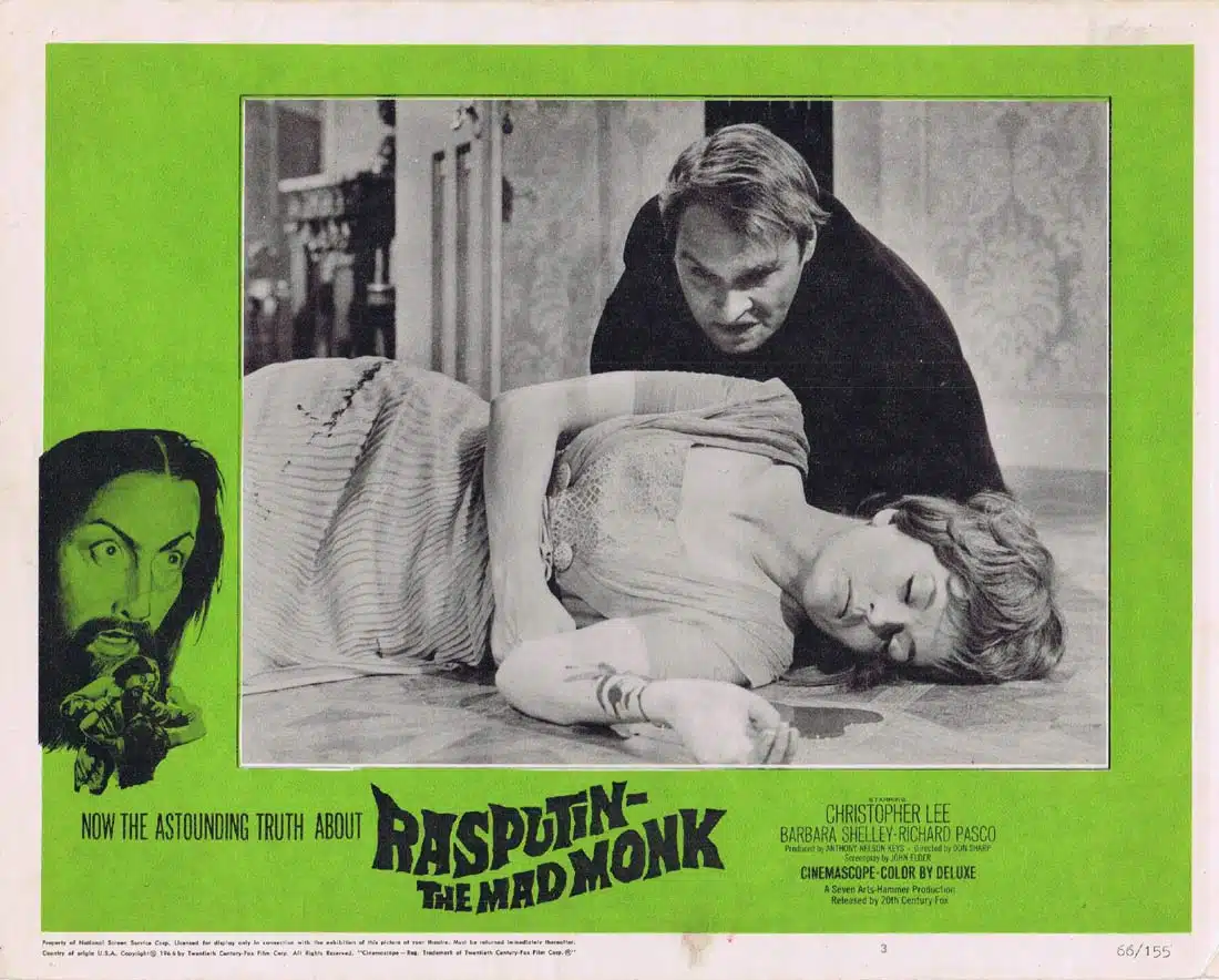 RASPUTIN THE MAD MONK Original Lobby Card 3 Hammer Horror Christopher Lee