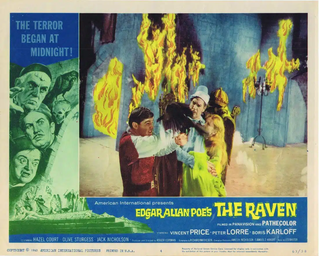 THE RAVEN Original Lobby card 4 Vincent Price Peter Lorre Boris Karloff