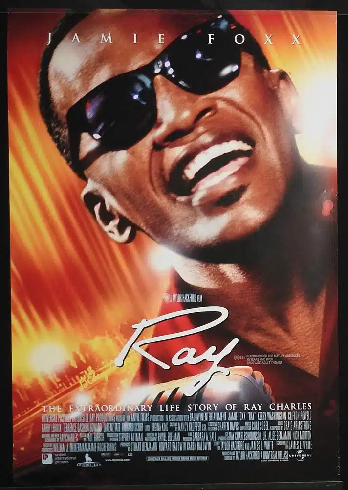 RAY Original One sheet Movie poster Jamie Foxx as Ray Charles Kerry Washington