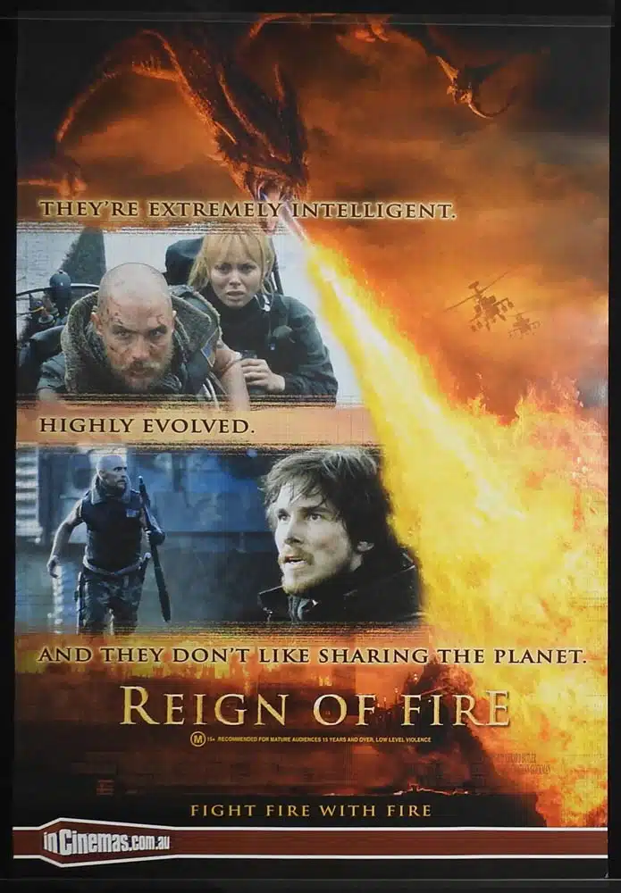 REIGN OF FIRE Original Aust One sheet Movie poster Matthew McConaughey Christian Bale
