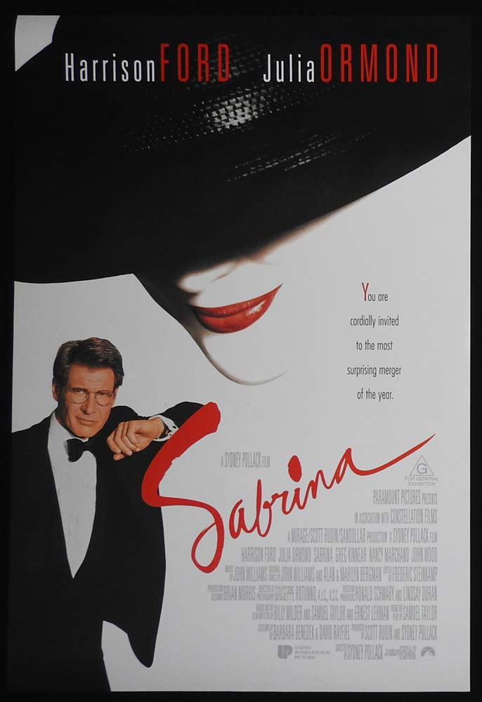 SABRINA Rolled One sheet Movie poster Harrison Ford Julia Ormond Greg Kinnear