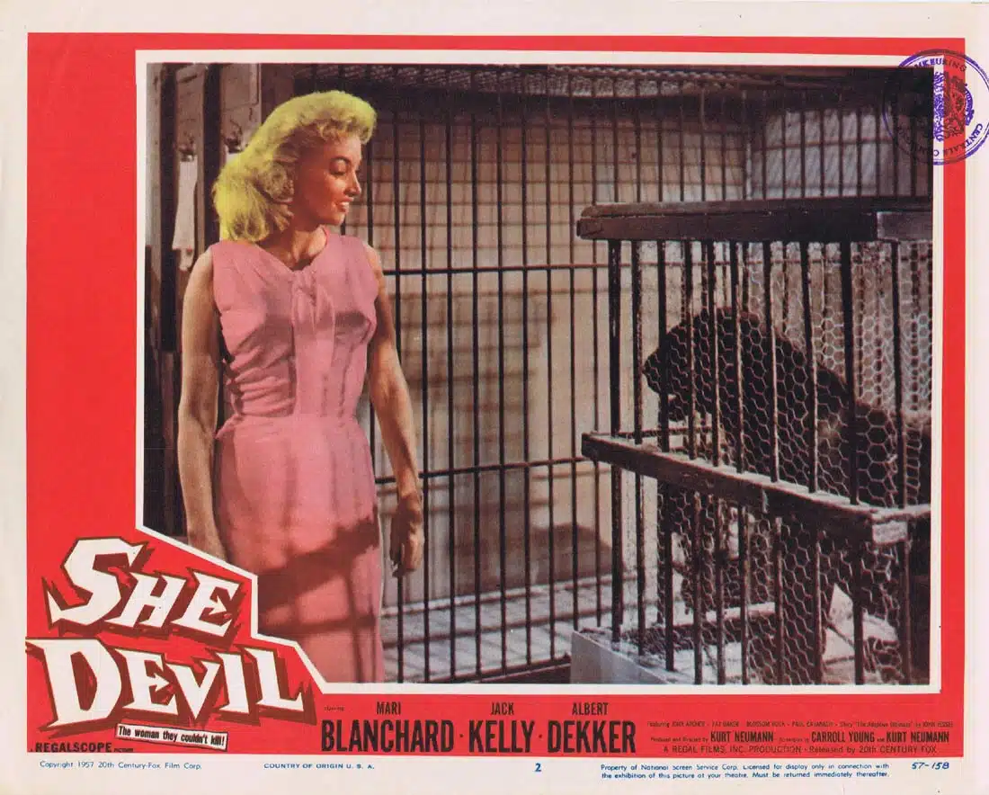 SHE DEVIL Lobby Card 2 Mari Blanchard Sci Fi Female Monster 1957
