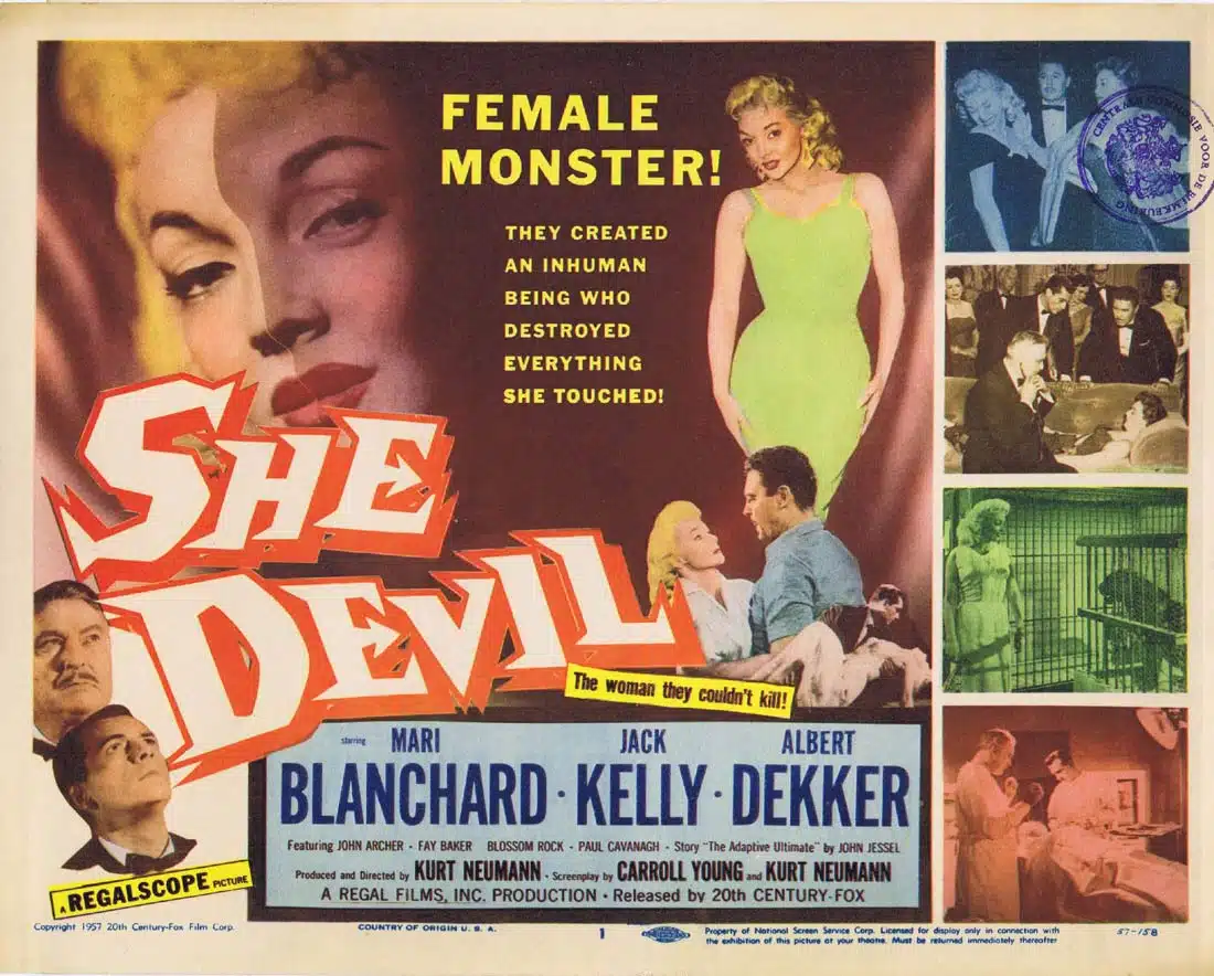 SHE DEVIL Title Lobby Card Mari Blanchard Sci Fi Female Monster 1957