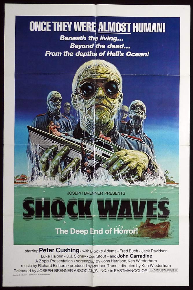 SHOCK WAVES US One sheet Movie poster Peter Cushing Horror Zombies
