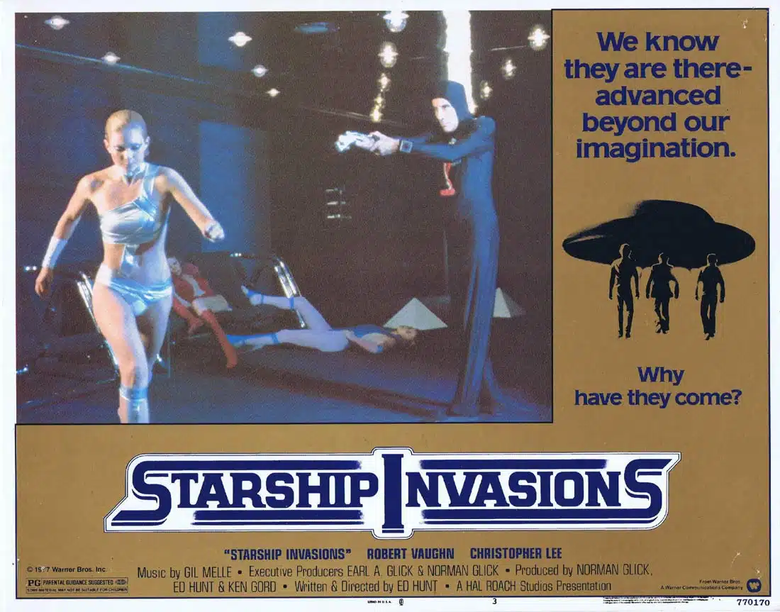 STARSHIP INVASIONS Original Lobby card 3 Robert Vaughn Christopher Lee Sci Fi