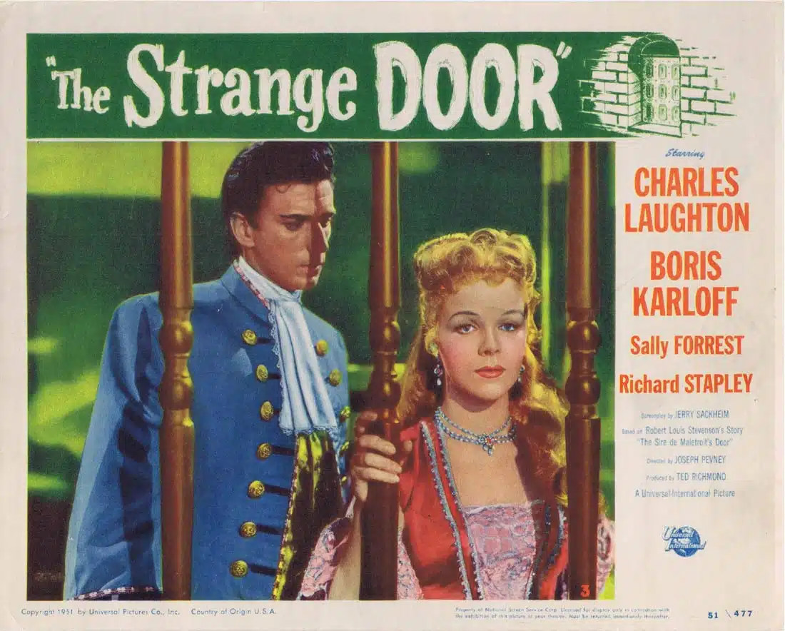 THE STRANGE DOOR Original Lobby Card 3 Charles Laughton Boris Karloff Horror