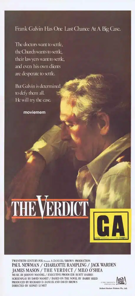THE VERDICT Daybill Movie poster Paul Newman James Mason Charlotte Rampling