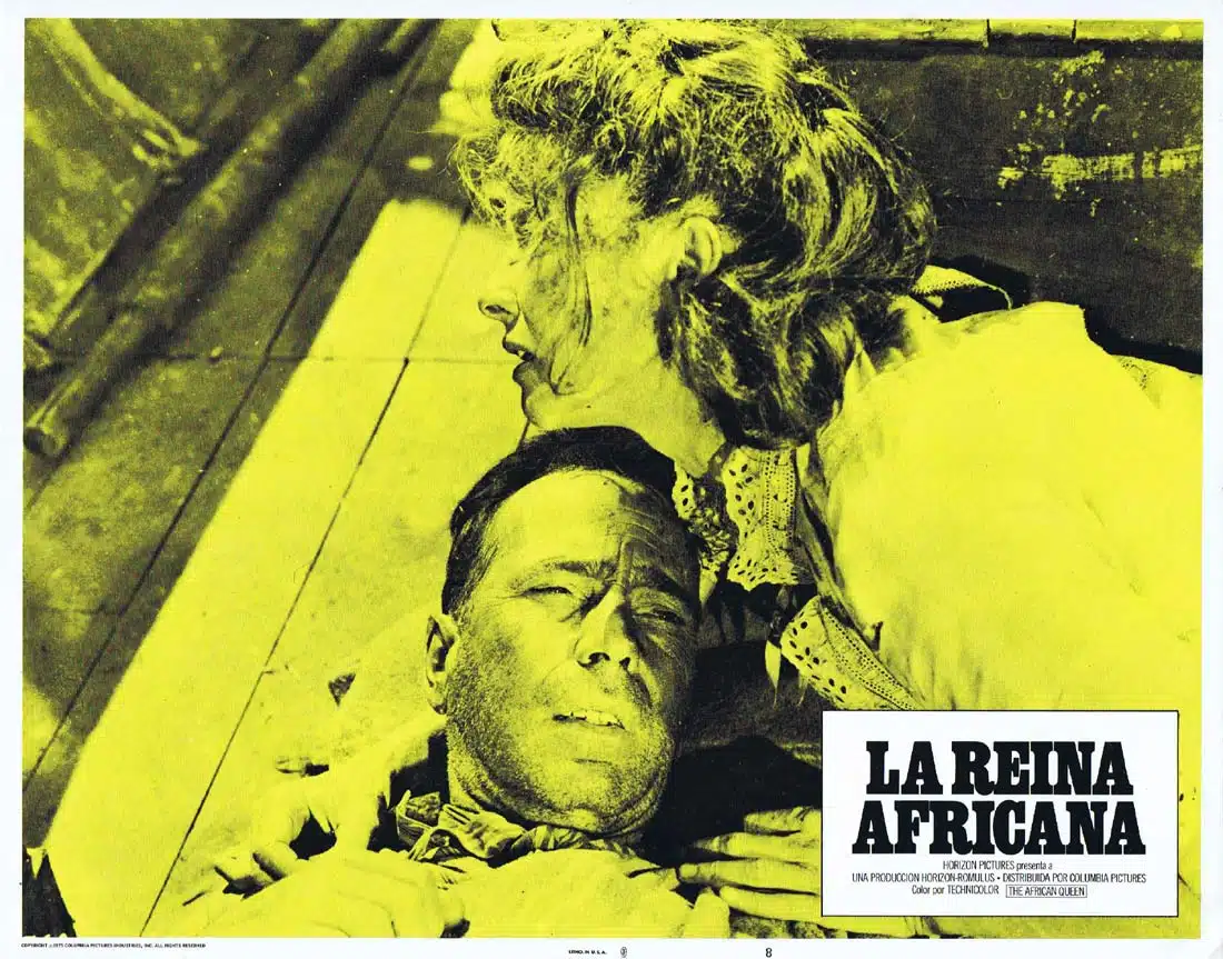 THE AFRICAN QUEEN Original 1975r Lobby Card 8 Humphrey Bogart Katharine Hepburn