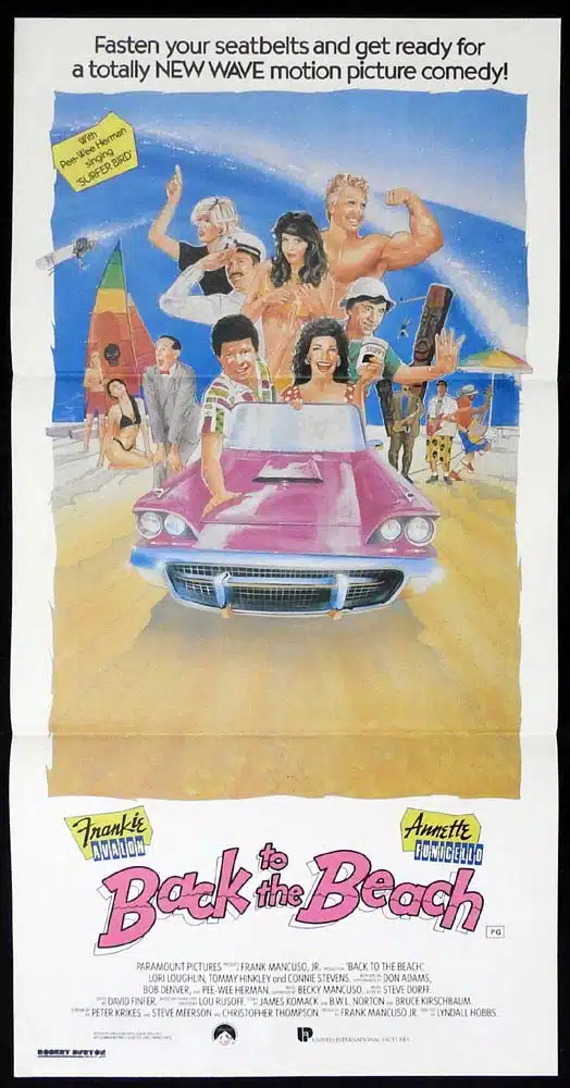 BACK TO THE BEACH Original Daybill Movie poster Frankie Avalon Annette Funicello