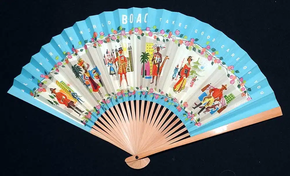 B.O.A.C Vintage Travel Souvenir Fan c.1960s