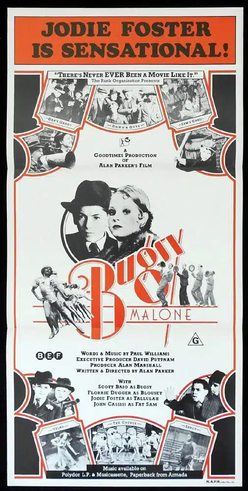 BUGSY MALONE Original Daybill Movie Poster Jodie Foster Scott Baio 2nd Print