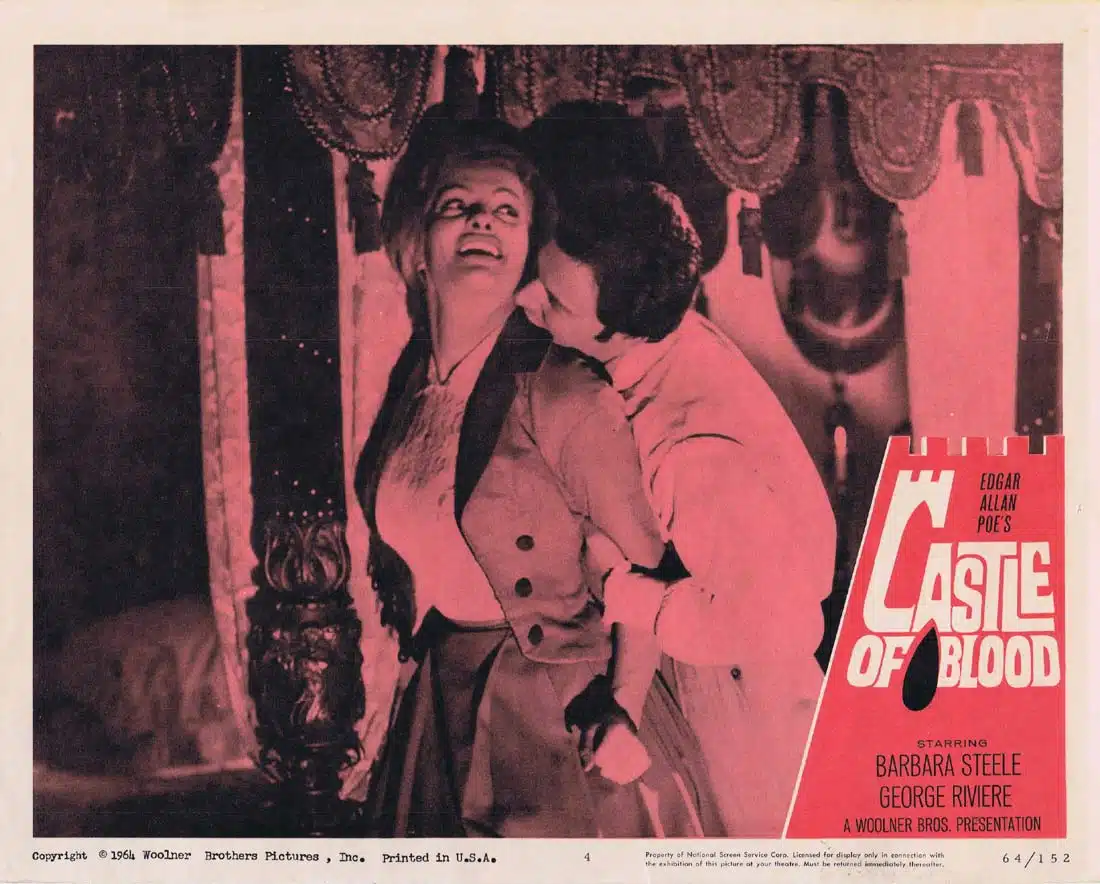 CASTLE OF BLOOD Original Lobby Card 4 Barbara Steele Georges Rivière Horror