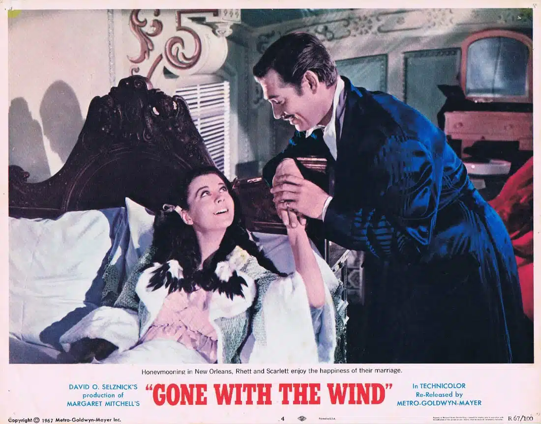 GONE WITH THE WIND Original 1967r Lobby Card 4 Clark Gable Vivien Leigh