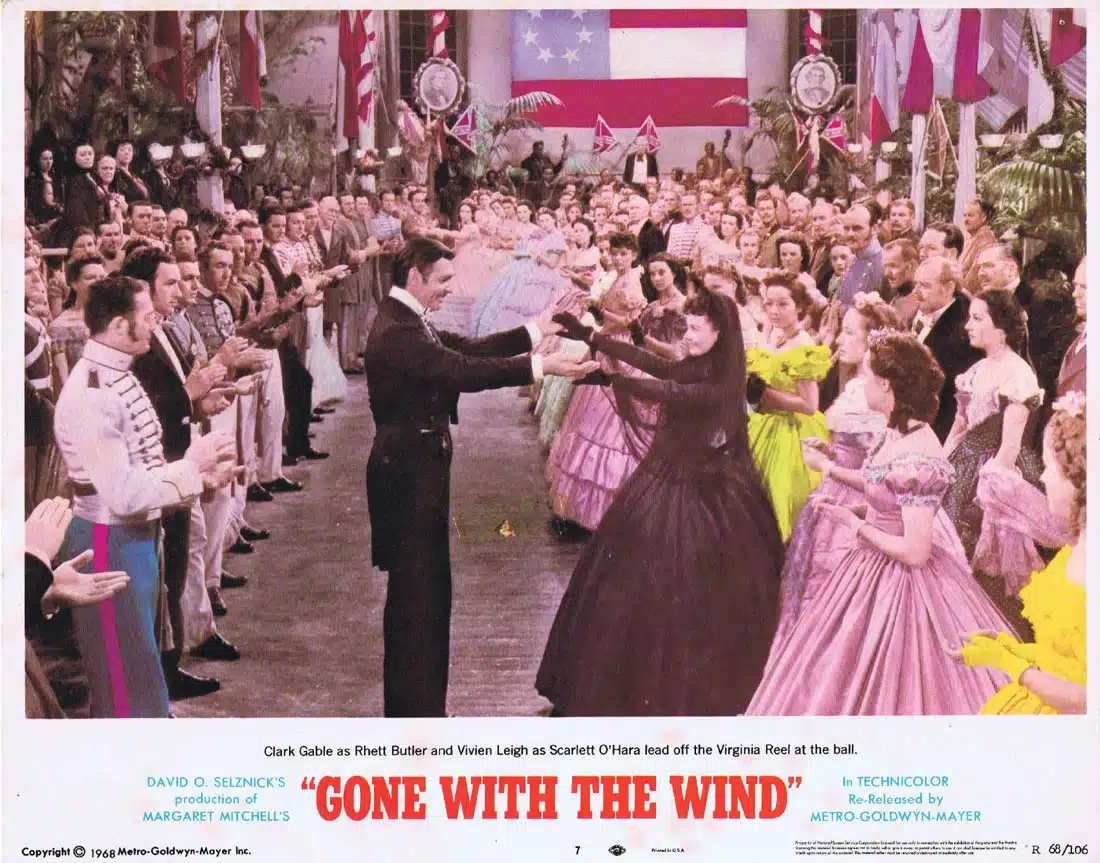 GONE WITH THE WIND Original 1968r Lobby Card 7 Clark Gable Vivien Leigh