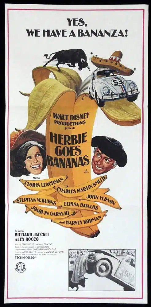 HERBIE GOES BANANAS Original Daybill Movie poster Cloris Leachman Charles Martin Smith