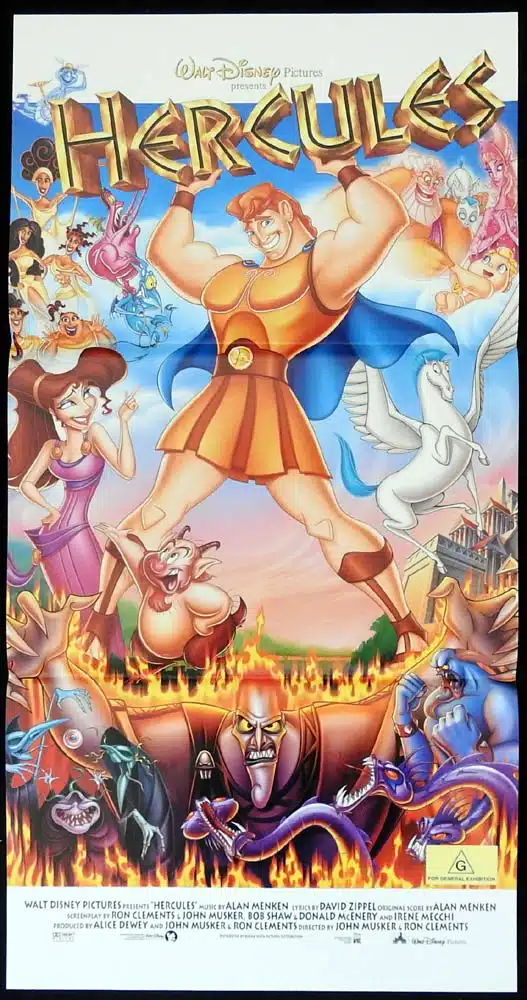 HERCULES Original Daybill Movie Poster Walt Disney Tate Donovan Danny DeVito