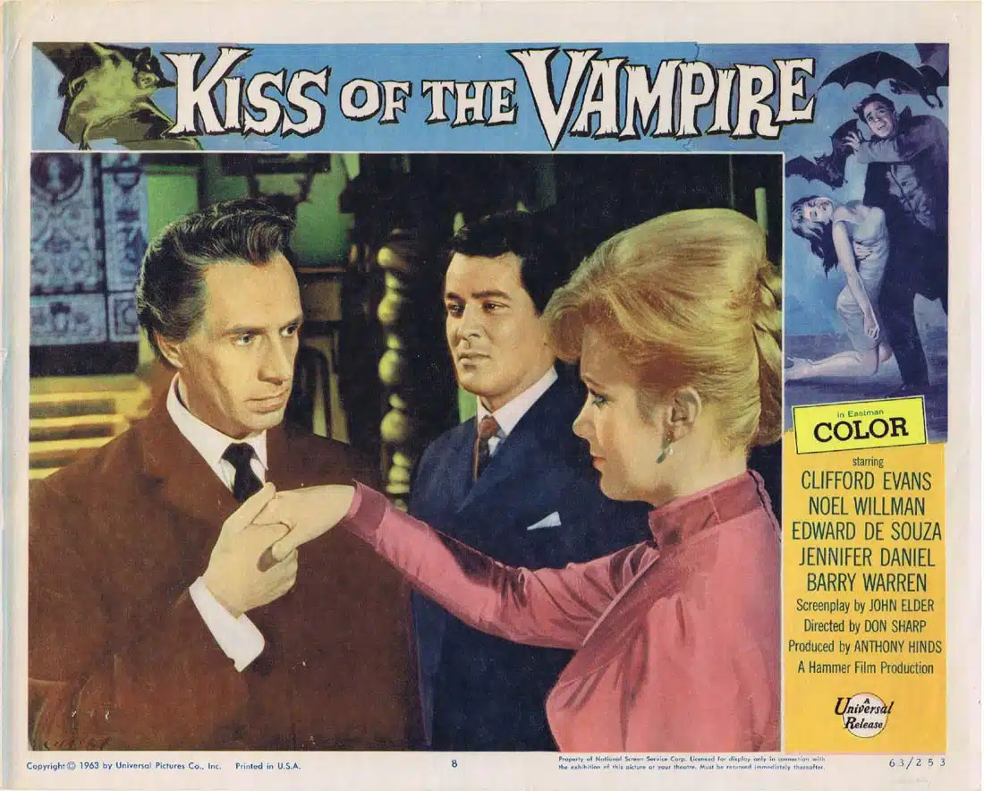 KISS OF THE VAMPIRE Original Lobby Card 8 Edward de Souza Jennifer Daniel