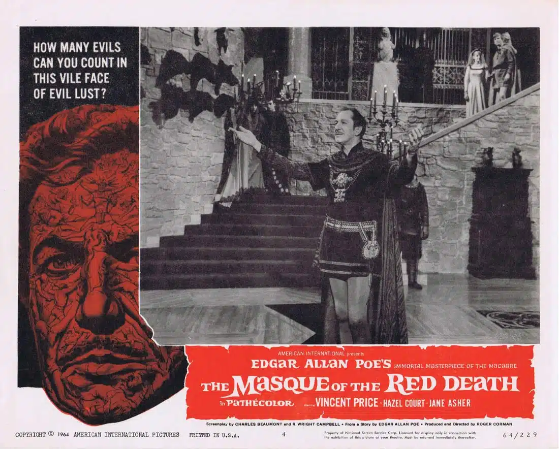 THE MASQUE OF THE RED DEATH Original Lobby Card 4 Vincent Price Roger Corman