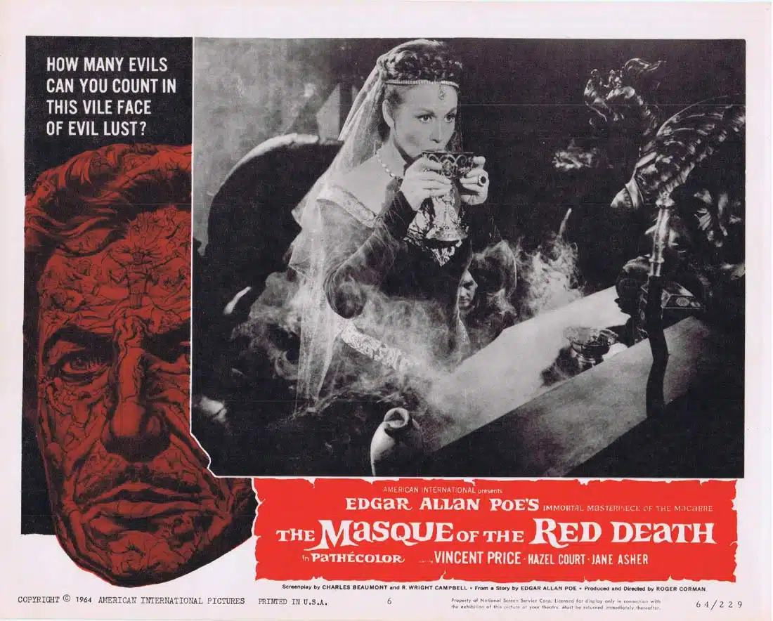 THE MASQUE OF THE RED DEATH Original Lobby Card 6 Vincent Price Roger Corman
