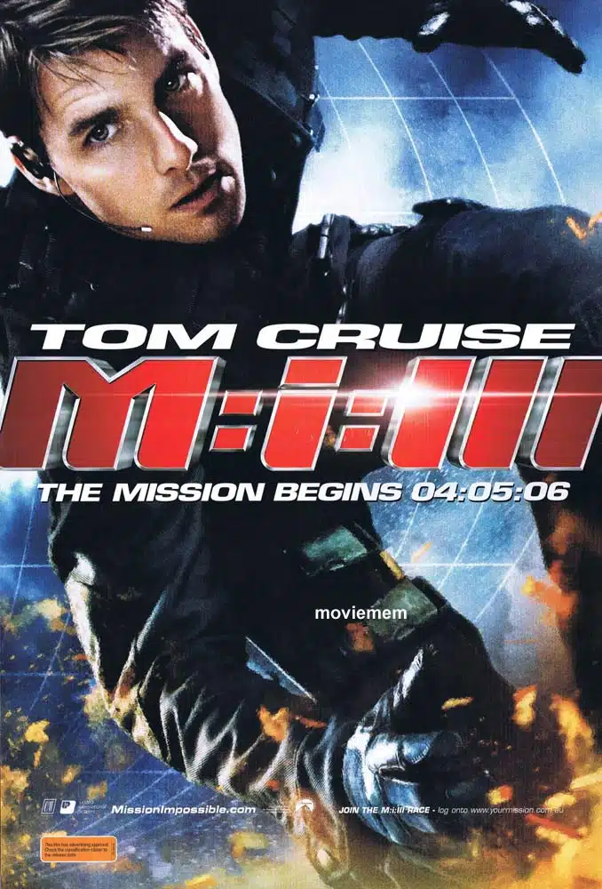 MISSION IMPOSSIBLE III Original Double Sided Daybill Movie Poster Tom Cruise Ving Rhames 3