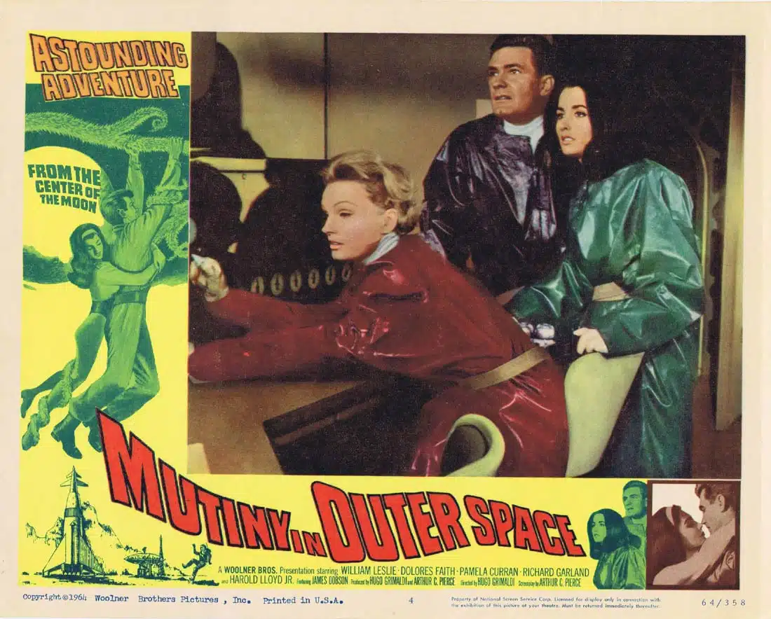 MUTINY IN OUTER SPACE Original Lobby Card 4 William Leslie Dolores Faith Sci Fi