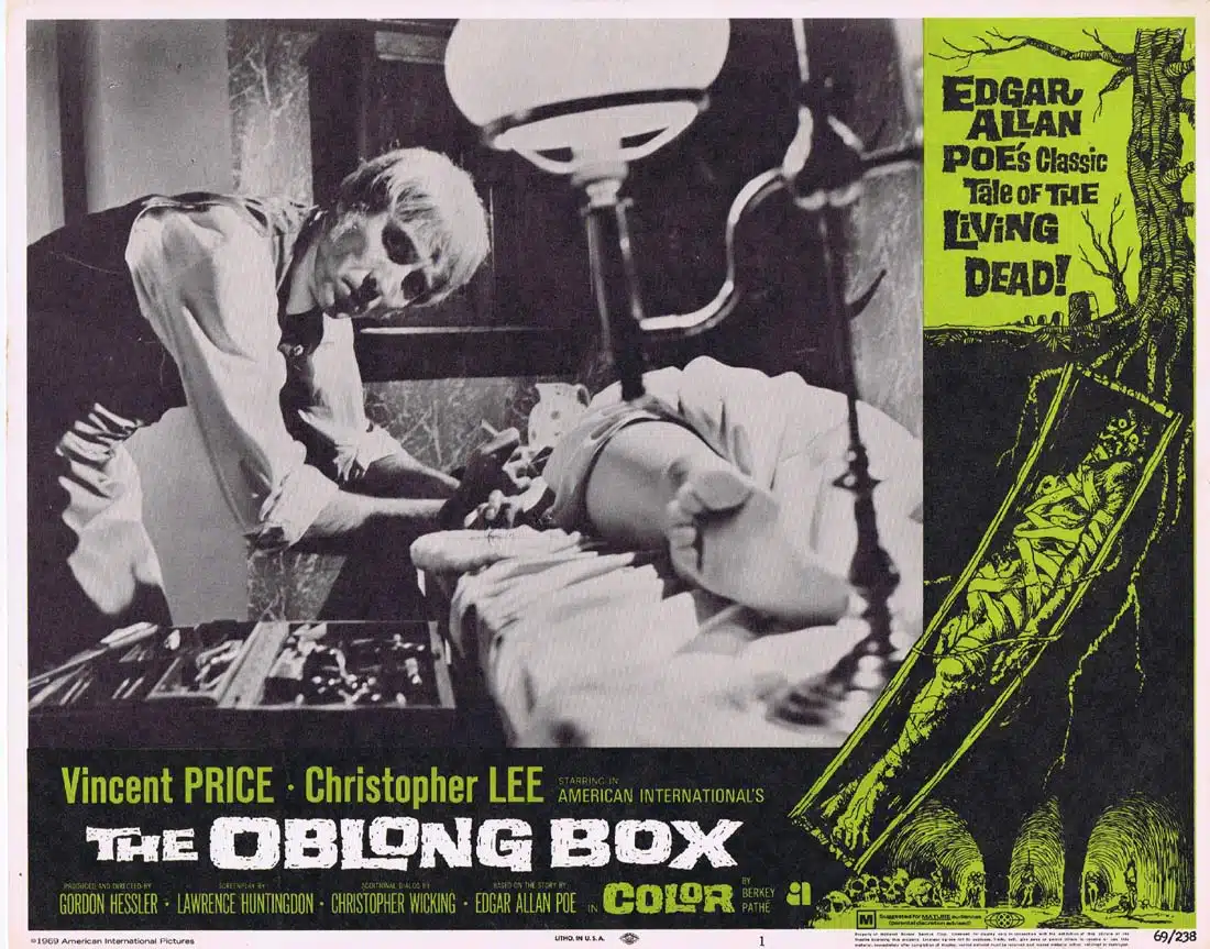 THE OBLONG BOX Original US Lobby Card 1 Vincent Price Christopher Lee Living Dead