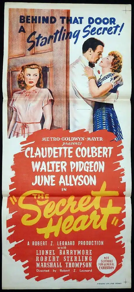 THE SECRET HEART Original Daybill Movie poster Claudette Colbert Walter Pidgeon