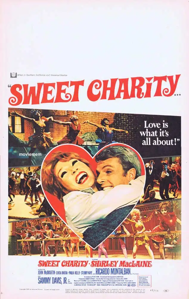SWEET CHARITY Original ROLLED Window Card Movie poster Shirley MacLaine Bob Fosse