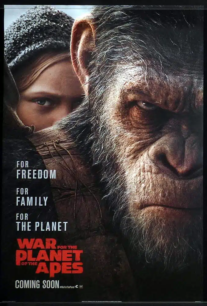 WAR FOR THE PLANET OF THE APES Original DS International Teaser US One sheet Movie poster