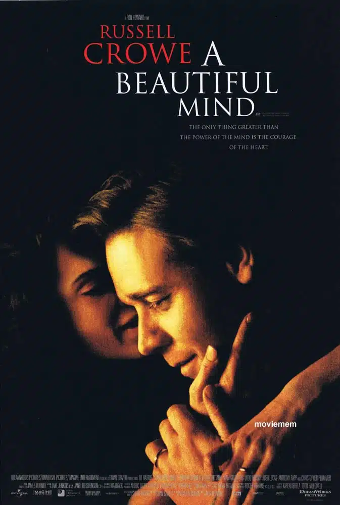 A BEAUTIFUL MIND Original DS Daybill Movie Poster Russell Crowe Ed Harris Jennifer Connelly
