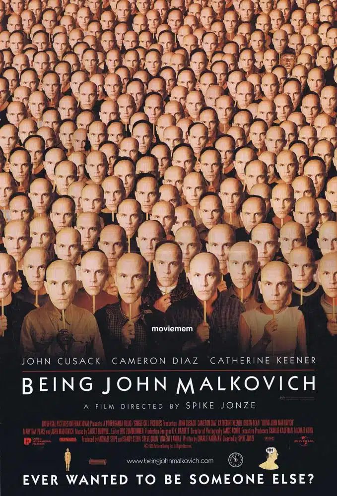 BEING JOHN MALKOVICH Original DS Daybill Movie Poster John Cusack Cameron Diaz