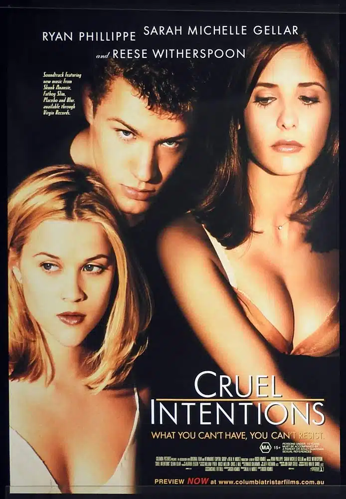 CRUEL INTENTIONS Original Rolled One sheet Movie poster Sarah Michelle Gellar Ryan Phillippe Reese Witherspoon