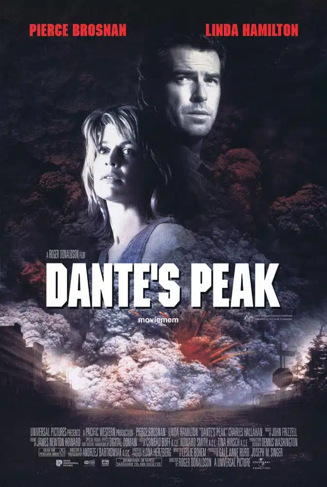 DANTE’S PEAK Original DS Rolled Daybill Movie Poster Pierce Brosnan Linda Hamilton Volcano