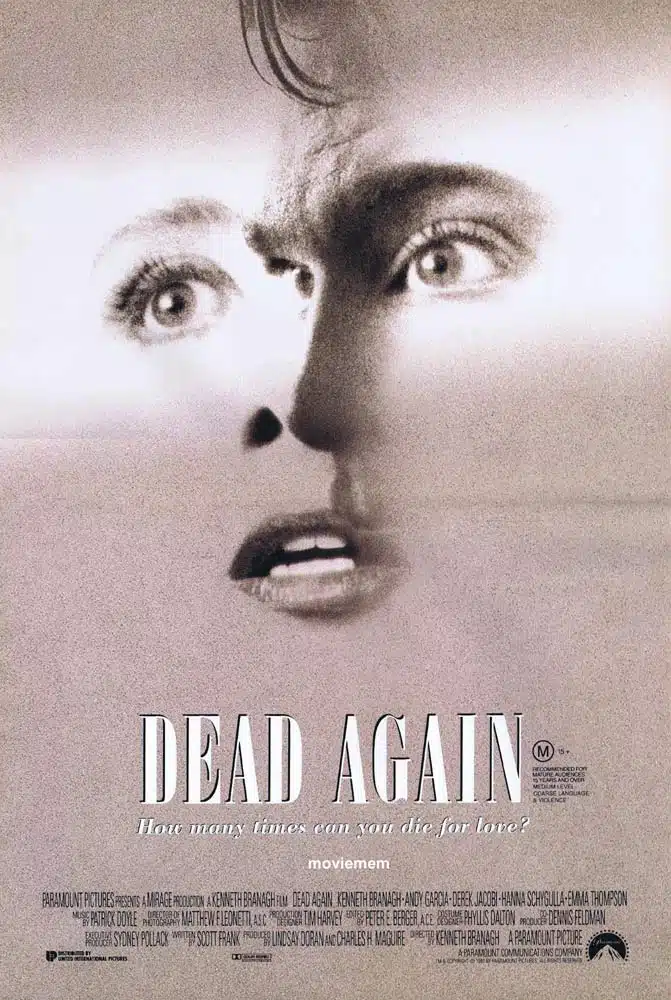 DEAD AGAIN Original Daybill Movie Poster Kenneth Branagh ROBIN WILLIAMS Andy Garcia