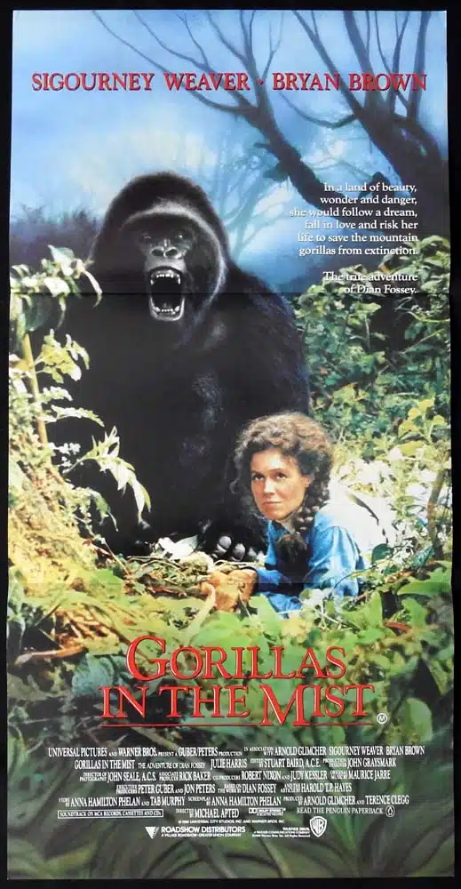 GORILLAS IN THE MIST Original daybill poster Horror Sigourney Weaver Dian Fossey
