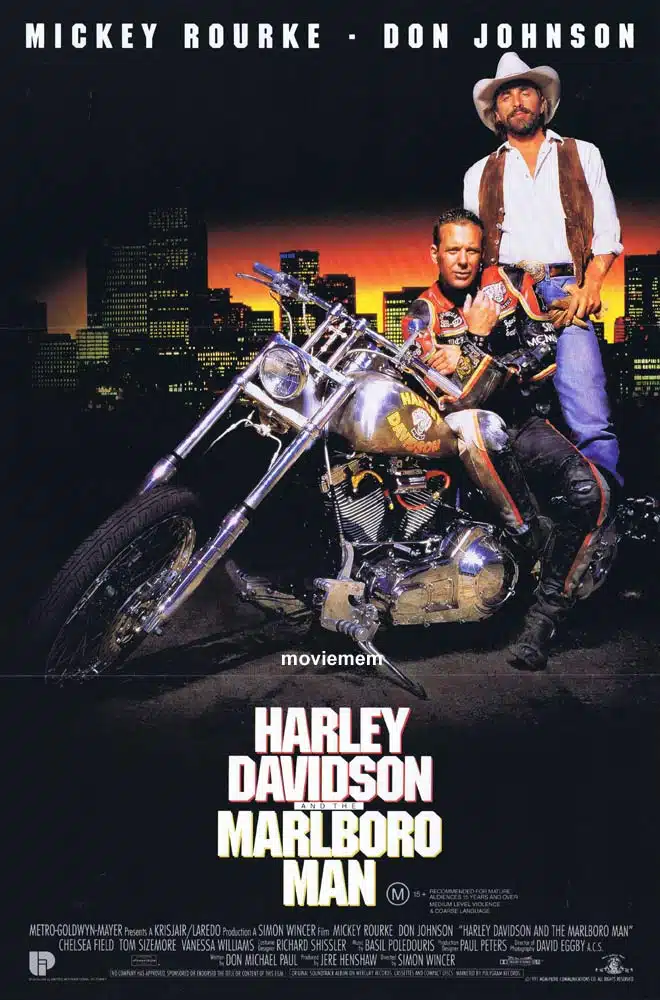 HARLEY DAVIDSON AND THE MARLBORO MAN Original DS Daybill Movie Poster Mickey Rourke Don Johnson