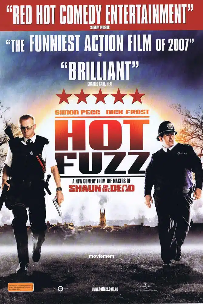 HOT FUZZ Original Daybill Movie Poster Simon Pegg Nick Frost Jim Broadbent