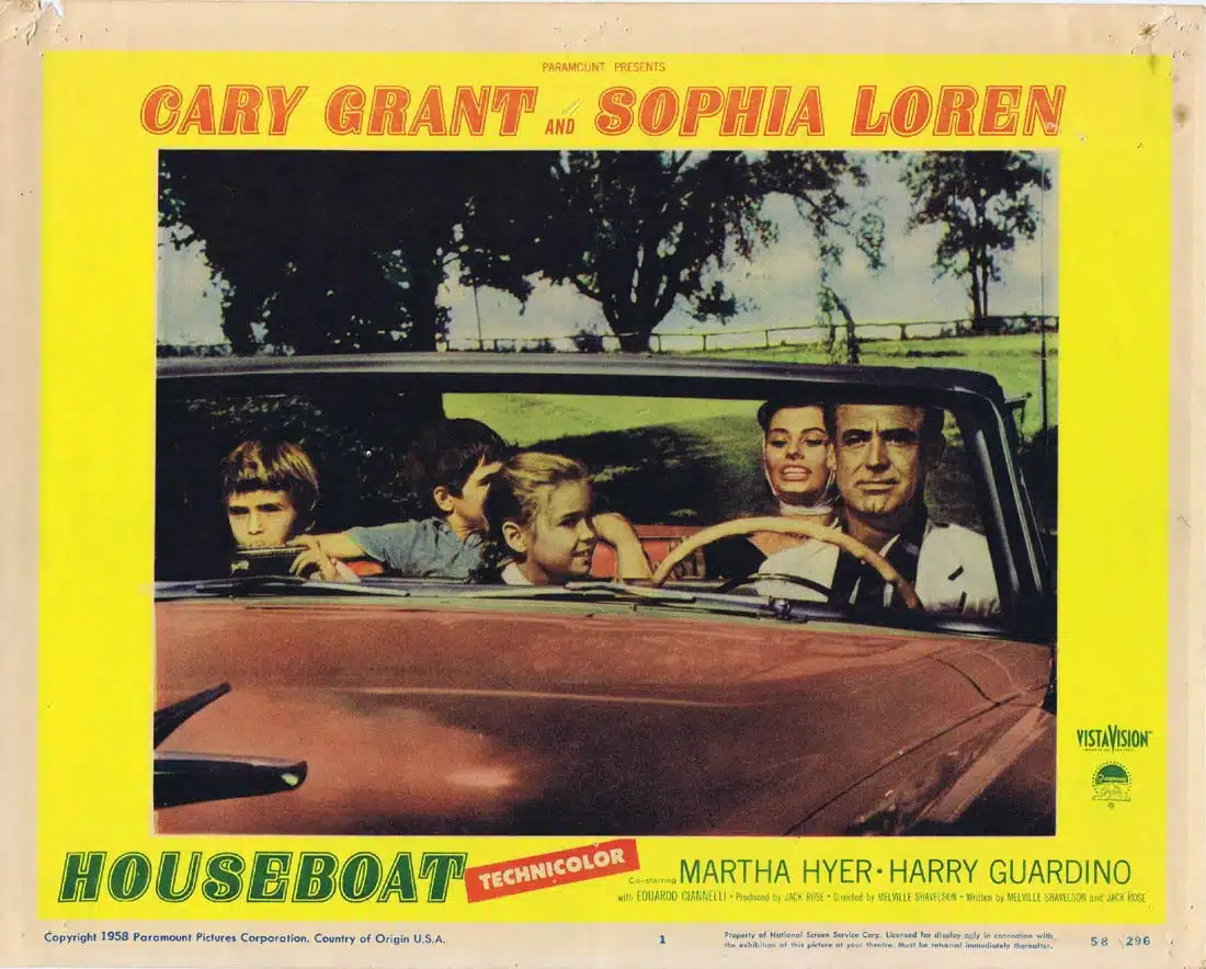 HOUSEBOAT Original Lobby Card 1 Cary Grant Sophia Loren Martha Hyer
