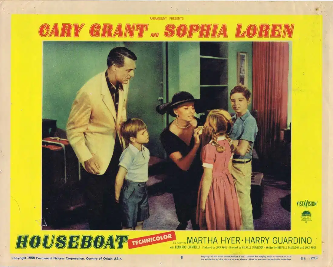 HOUSEBOAT Original Lobby Card 3 Cary Grant Sophia Loren Martha Hyer