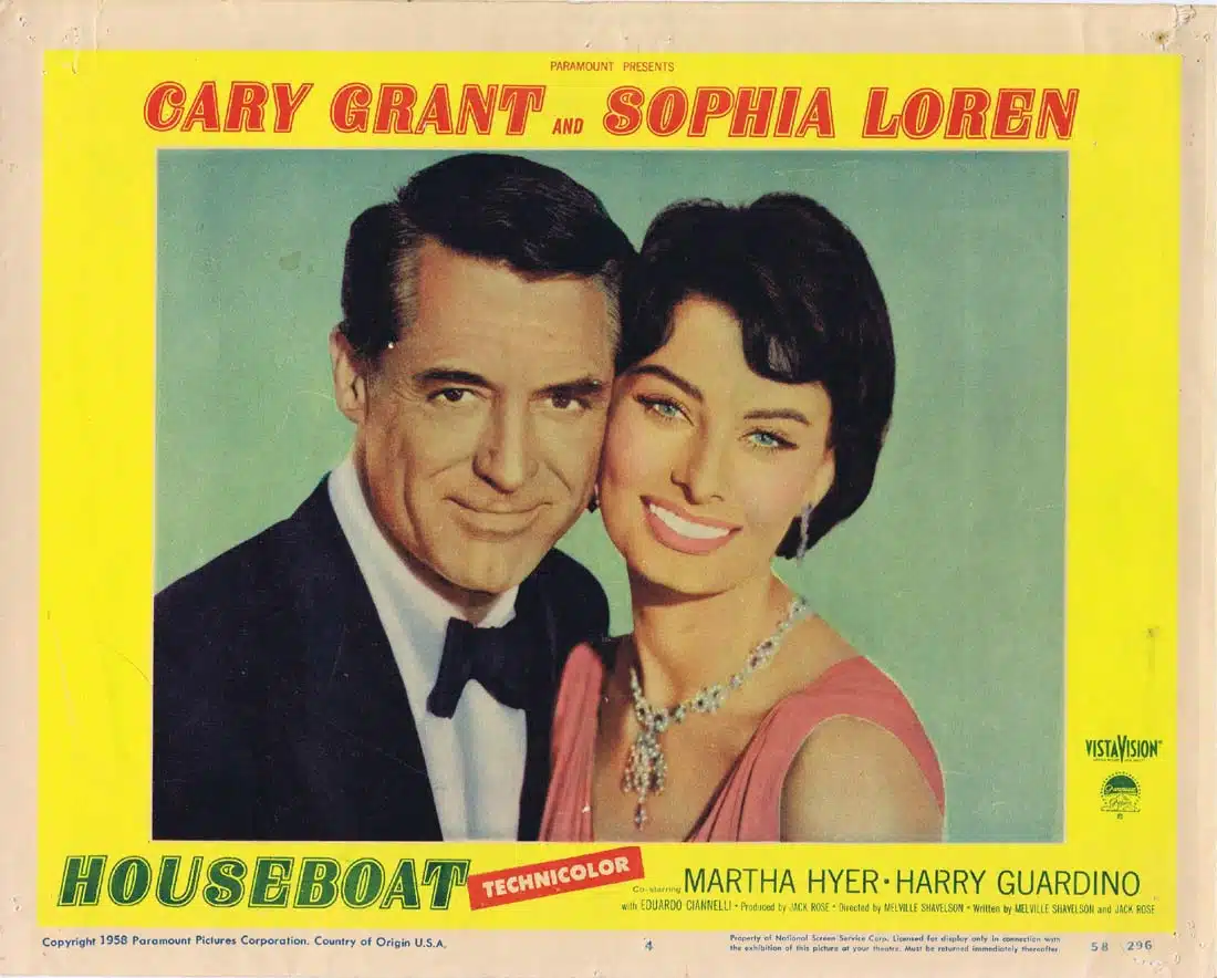 HOUSEBOAT Original Lobby Card 4 Cary Grant Sophia Loren Martha Hyer