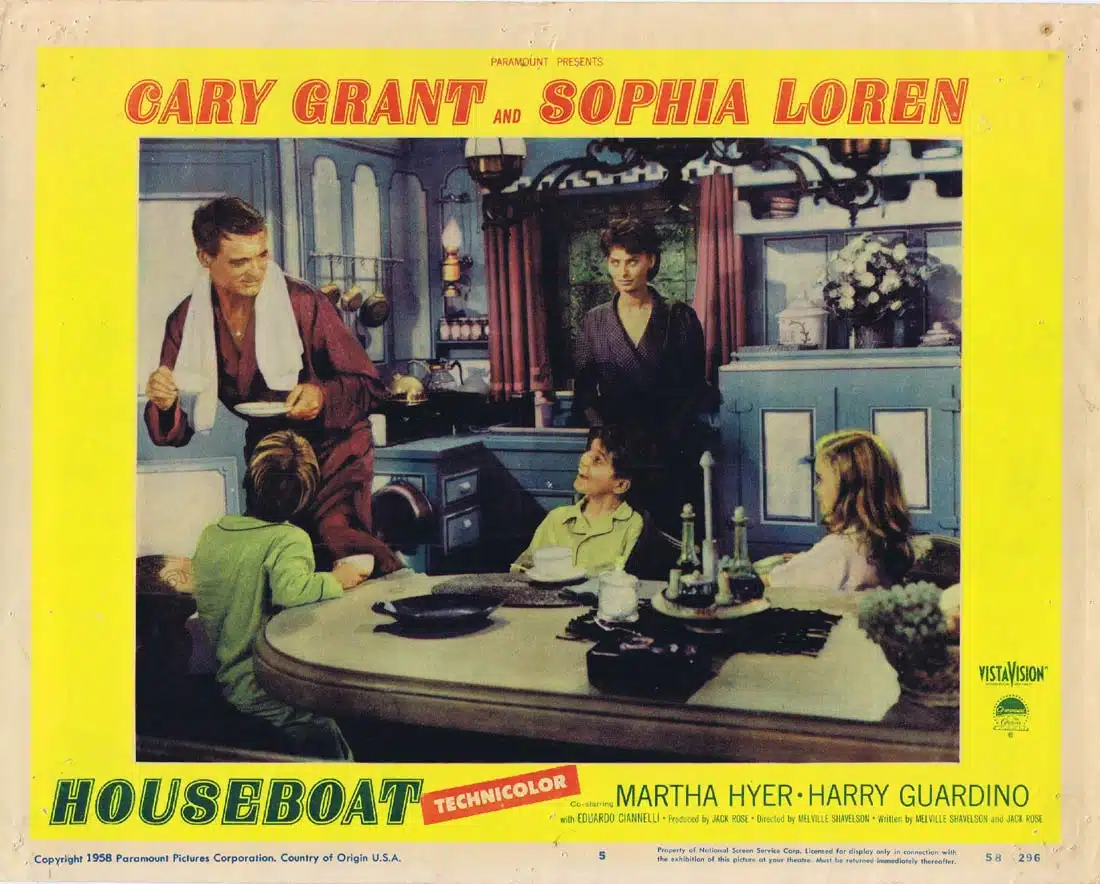 HOUSEBOAT Original Lobby Card 5 Cary Grant Sophia Loren Martha Hyer